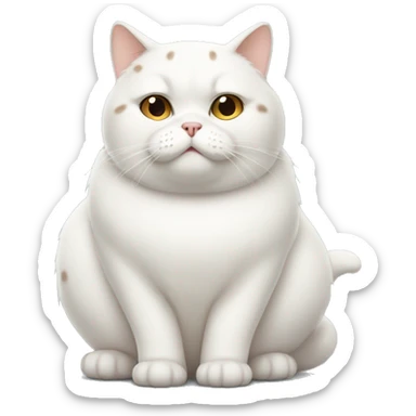 Fat white cat with brown spots sticker