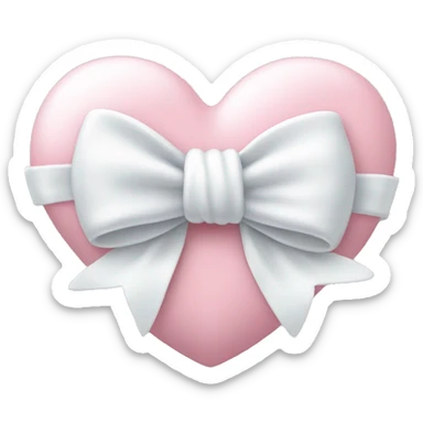 Pastel pink heart with white bow sticker