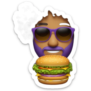 curly-hair-purple-cool-guy-round-star-sunglasses-holding-burger sticker