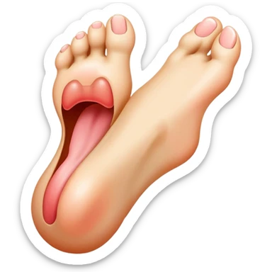 Foot happily sticking its tongue out  sticker