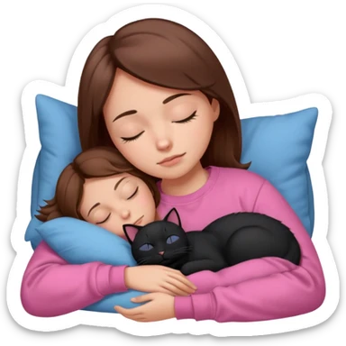 sleeping pink sweatshirt brown hair Sleeping black cat sticker