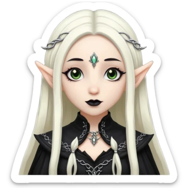 white long hair elf with goth cloth sticker