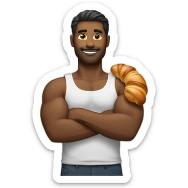 Man with croissant in the biceps sticker