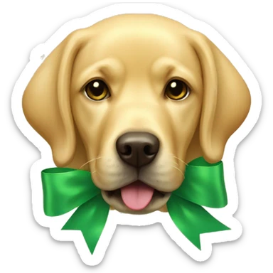 Golden Labrador with big green bow sticker