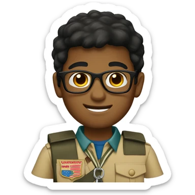 Boy-scout with dark hair and black glasses sticker