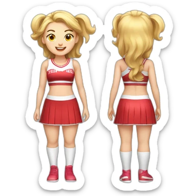 Full body Caucasian curvy cheerleader back and front views sticker