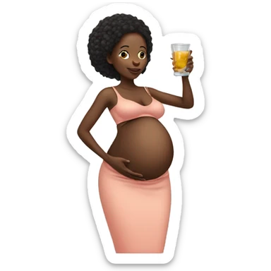 pregnant black woman with a glass sticker