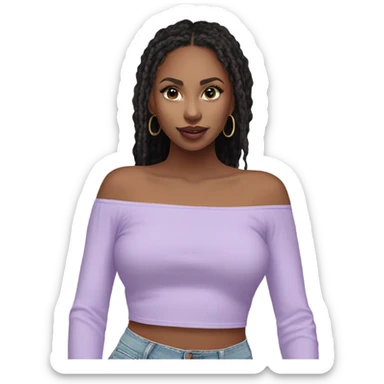 Lilac off shoulder Long sleeve flowy crop top, isolated sticker