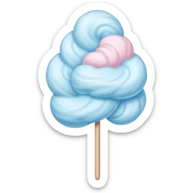 fluffy pastel blue cotton candy on a stick sticker