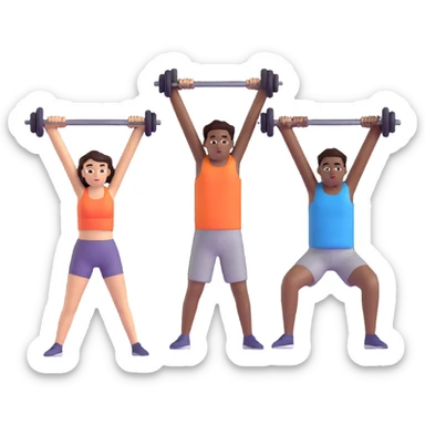3 friends exercising together, one black person and two white people sticker