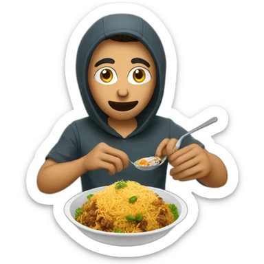 hacker eating biryani and coding sticker