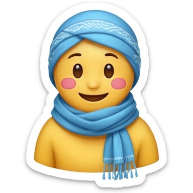 cartoon sticker of a cold emoji with a scarf, colorful and cheerful, no text, suitable for WhatsApp and Instagram sticker