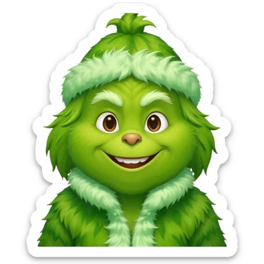Grinch in green fur coat sticker