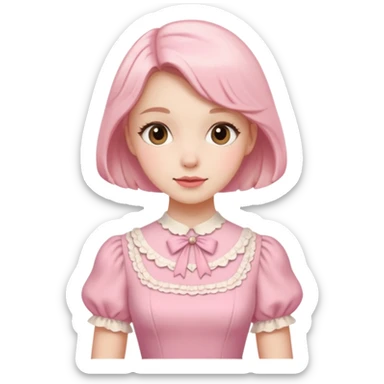 Cottagecore style ultra cute vintage material pink dress sticker