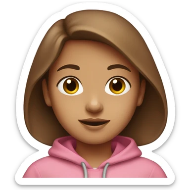 Girl with Brown haut and a pink hoddie  sticker