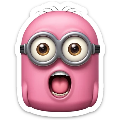 A pink screaming minion sticker