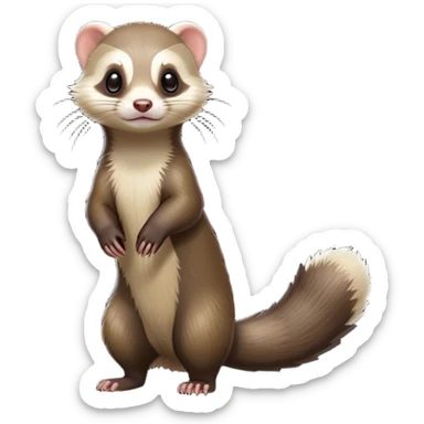 cinematic-[ferret]-realistic-full- long elongated body-standing-emoji,-tiny-paws-tucked-close,-head-tilted-dramatically,-sleek-[sable]-fur,-simplified-yet-realistic-focused-features,-highly-detailed,-glowing-with-an-almost-sarcastic-glow sticker