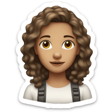 15 year old girl with brown wavy hair, brown eyes, white-tan skin sticker