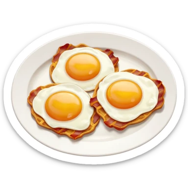 2 fried Eggs with bacon on a dish sticker