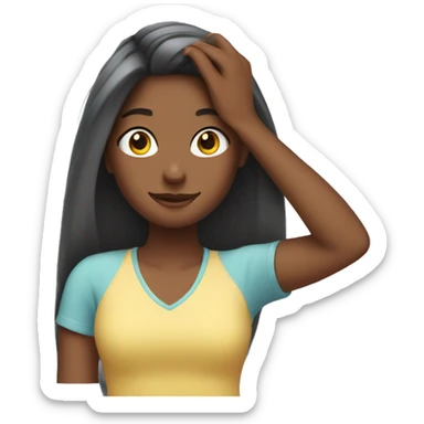 girl straightening her hair sticker