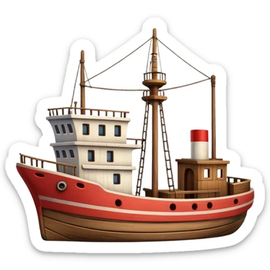 small merchant ship in a harbor sticker