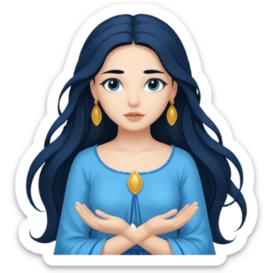Salacia, Salt Water Goddess from Rome Mythology with long black hair, blue outfit sticker