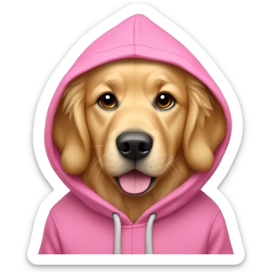 Golden retriever wearing pink oude sticker