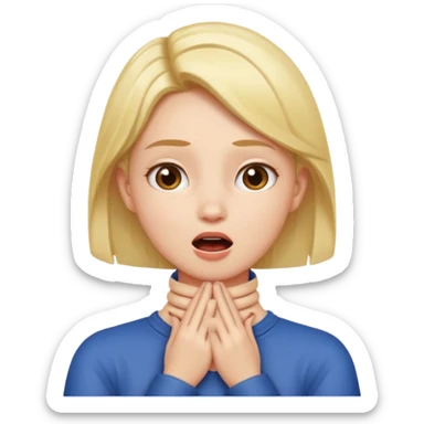 A girl with hands crossed over neck with mouth open sticker