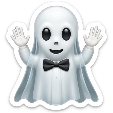 A ghost with a bowtie sticker