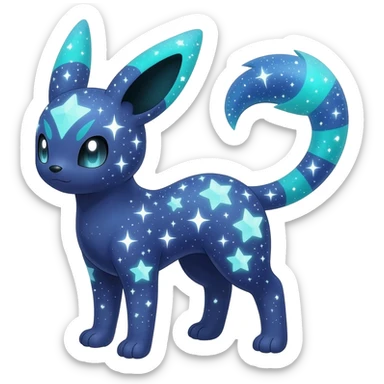Bioluminescent Nigthly Glittery Shiny Starry Meloetta-Dewott-Salandit-Umbreon-Pokémon-Fakémon-fusion-hybrid-creature sticker