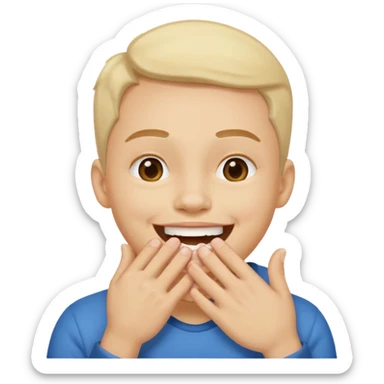Laughing emoji with hand over mouth sticker
