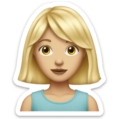 blonde girl with curtain bangs and freckles  sticker