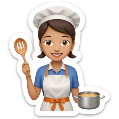Cafe staf with cooking sticker