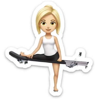 Blonde girl Pilates reformer  sticker