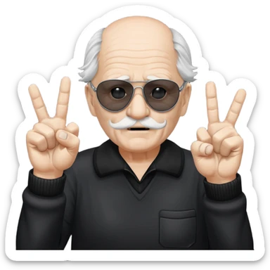 Some white old guy with a mask on and black shades with it also holding up the middle fingers sticker