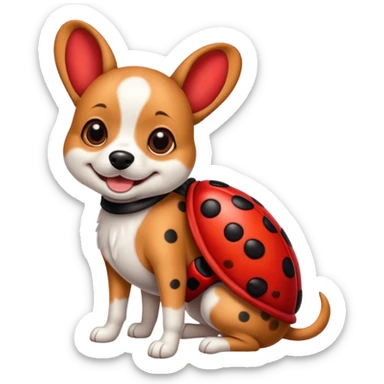 dog wearing a ladybug costume sticker