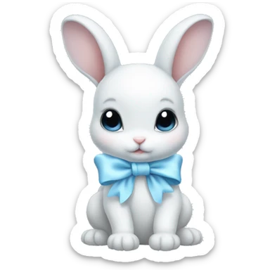 baby bunny baby blue bow sticker