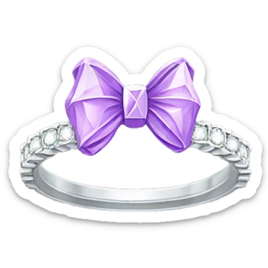 Silver diamond ring with a bow in light purple sticker