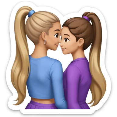  Ariana grande back view with long hair in a ponytail leaning on another girl with long hair in a ponytail  sticker