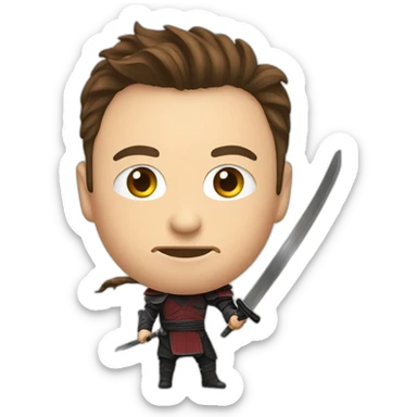 Elon Musk with a katana sticker