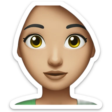 woman with long straight ruby hair white skin green eyes black tshirt sticker