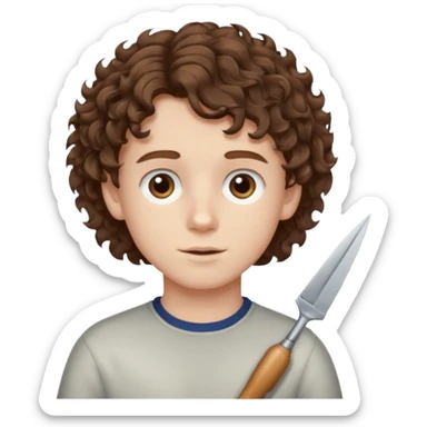 boy,  brown hair, curly hair, brown eyes, pale skin, , hair edger hairtcut sticker