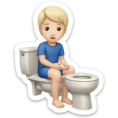 KID SITTING ON TOILET POOPING sticker