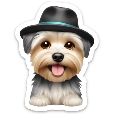 Morkie with a hat sticker