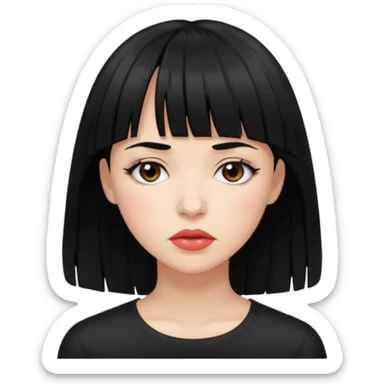 Mulher cabelo preto de franja chorando tudo escuroo sticker