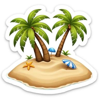 island with a coconut tree and beach sticker