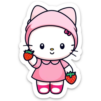 Strawberry shortcake hello kitty girl sticker