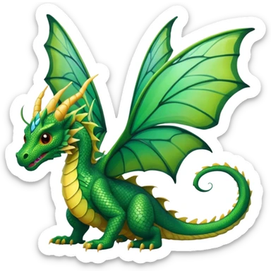 Green dragon with butterfly wings sticker