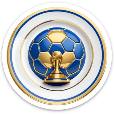 gold football plate with blue accents, inspired by Israeli Premier League trophy sticker