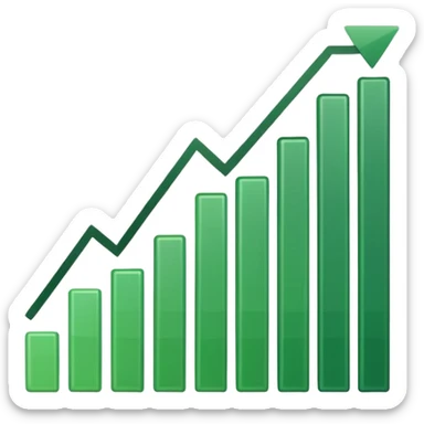 graph with line going up and the line being green sticker